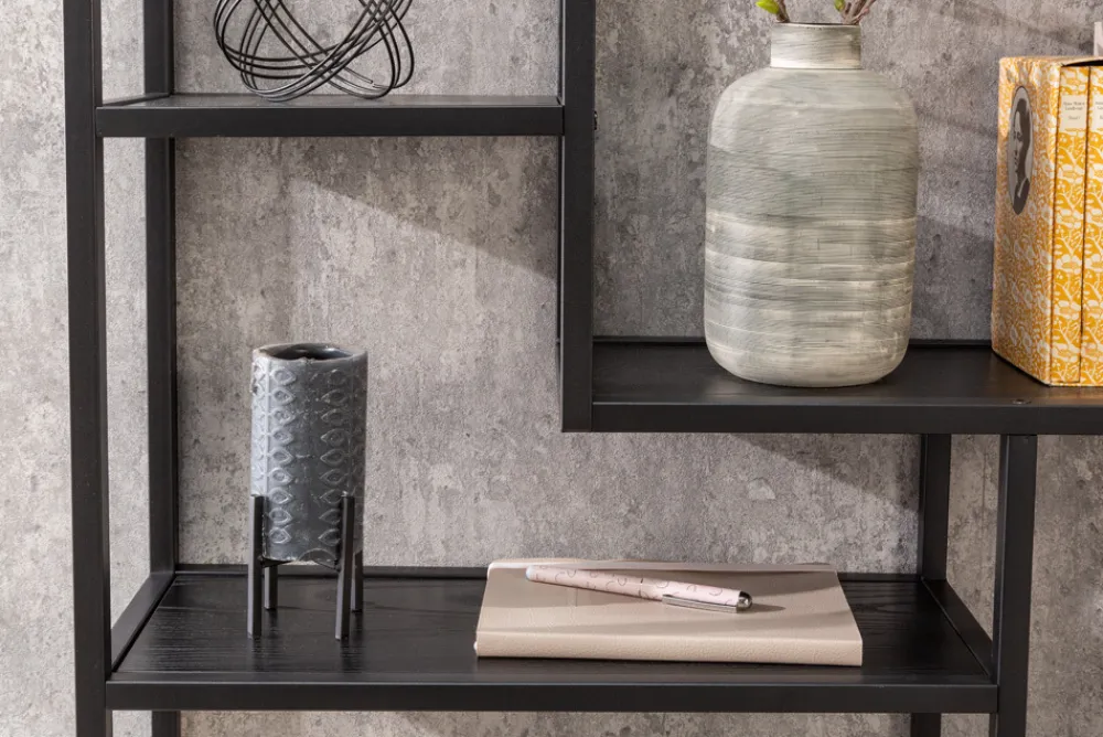 Riess-Ambiente Wandregale|Industrial Loft > Industrial Wandregal SLIM LINE 90cm Esche schwarz fünf Regalböden