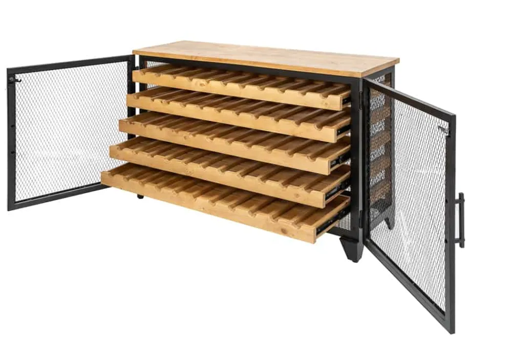 Riess-Ambiente Industrial Loft|Weinregale > Industrial Weinschrank BODEGA 130cm recyceltes Pinienholz natur Weinregal für 55 Flaschen