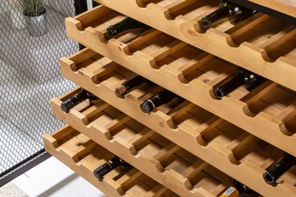 Riess-Ambiente Industrial Loft|Weinregale > Industrial Weinschrank BODEGA 130cm recyceltes Pinienholz natur Weinregal für 55 Flaschen
