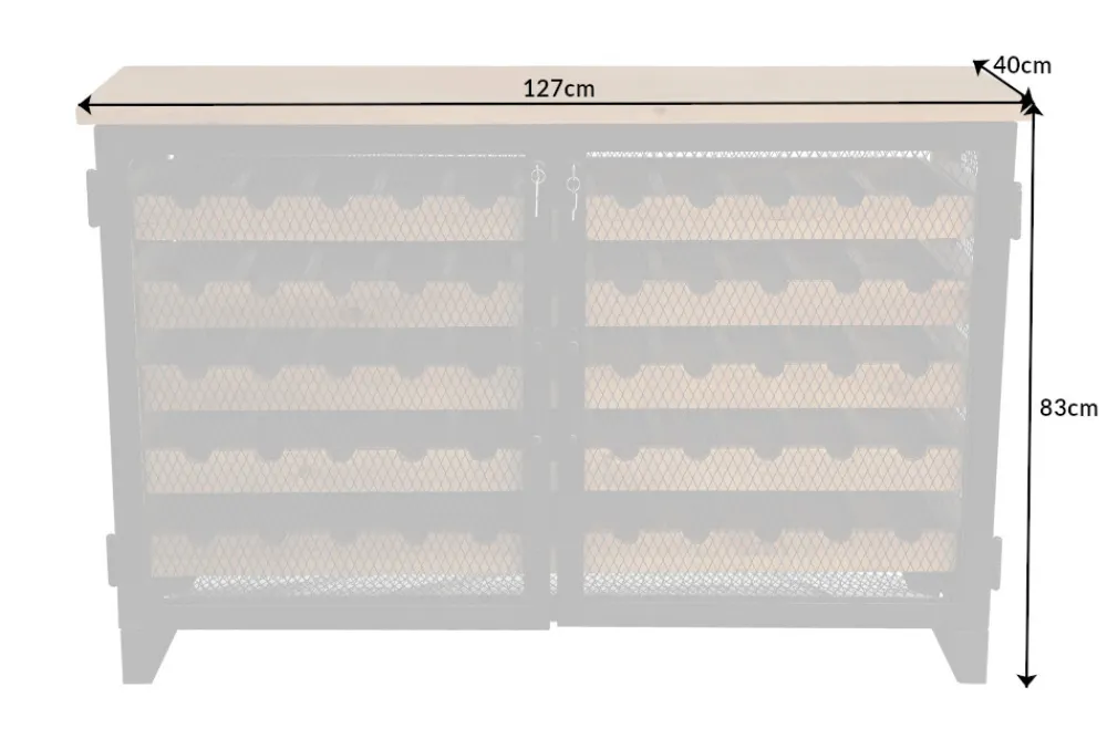 Riess-Ambiente Industrial Loft|Weinregale > Industrial Weinschrank BODEGA 130cm recyceltes Pinienholz natur Weinregal für 55 Flaschen
