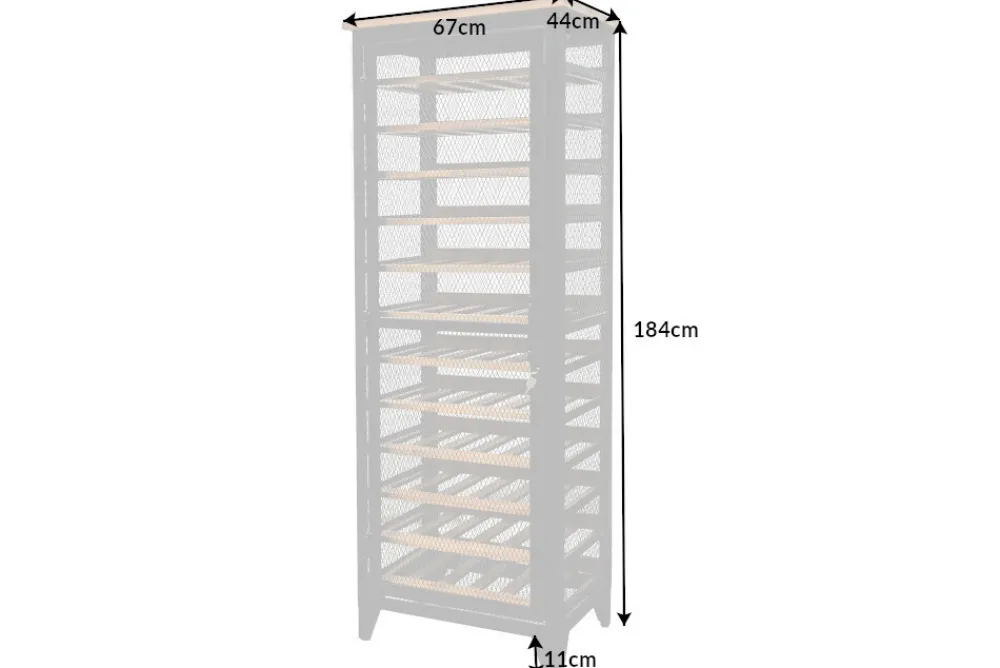 Riess-Ambiente Industrial Loft|Weinregale > Industrial Weinschrank BODEGA 184cm recyceltes Pinienholz natur Weinregal für 72 Flaschen