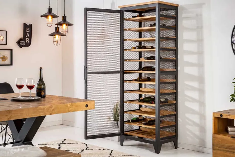 Riess-Ambiente Industrial Loft|Weinregale > Industrial Weinschrank BODEGA 184cm recyceltes Pinienholz natur Weinregal für 72 Flaschen