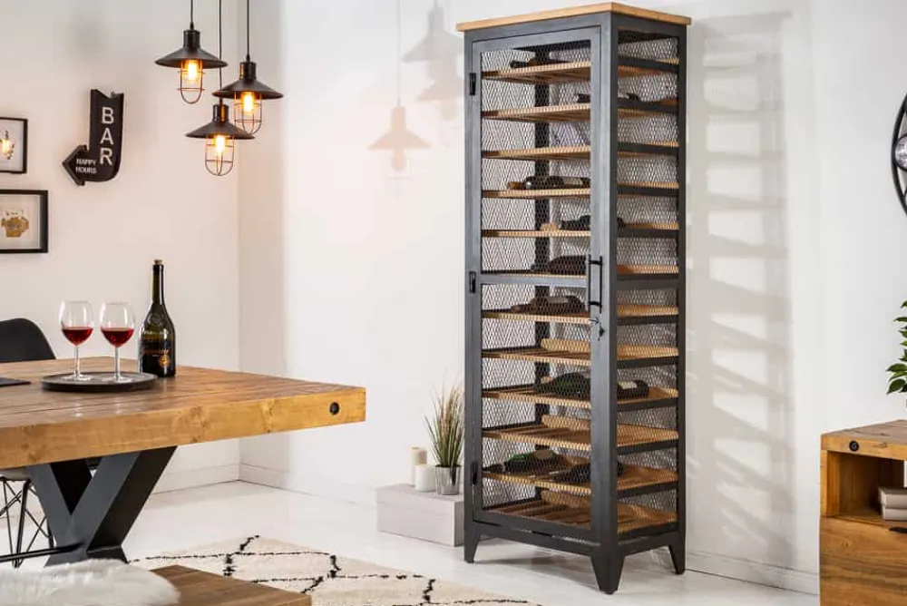 Riess-Ambiente Industrial Loft|Weinregale > Industrial Weinschrank BODEGA 184cm recyceltes Pinienholz natur Weinregal für 72 Flaschen