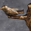 Riess-Ambiente Goldene Möbel|Beistelltische > In- und Outdoor Beistelltisch BIRDS 65cm messing antik Blatt-Design wetterfest Vogel-Skulptur