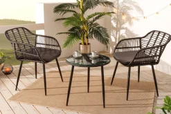 Riess-Ambiente Haus & Garten|Sitzgruppen > In- und Outdoor Bistro Balkon-Set PARIS schwarz Polyrattan Sitzgruppe inkl. Tisch