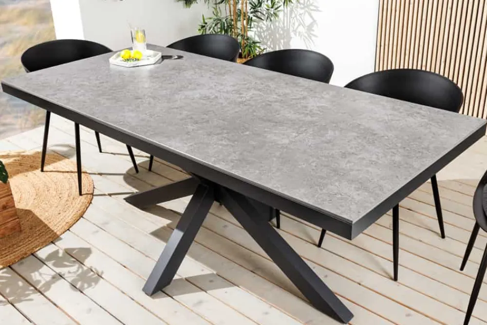 Riess-Ambiente Haus & Garten|Esstische > In- und Outdoor Esstisch GALAXIE 160cm hellgrau Keramik anthrazit Aluminium