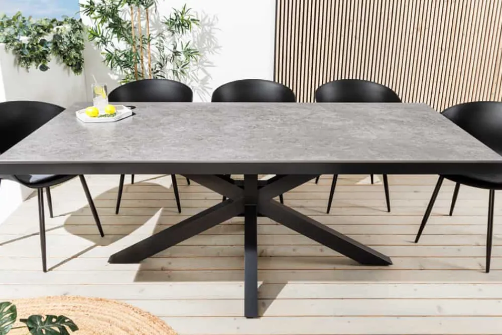 Riess-Ambiente Haus & Garten|Esstische > In- und Outdoor Esstisch GALAXIE 160cm hellgrau Keramik anthrazit Aluminium