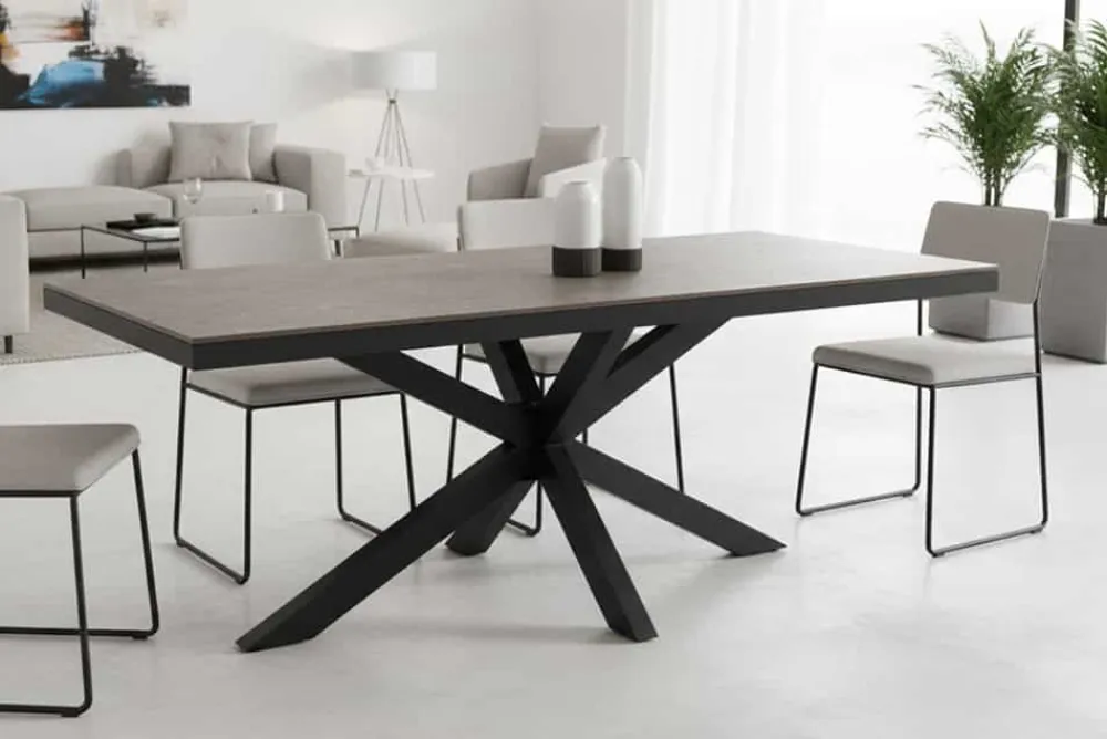 Riess-Ambiente Haus & Garten|Esstische > In- und Outdoor Esstisch GALAXIE 160cm hellgrau Keramik anthrazit Aluminium