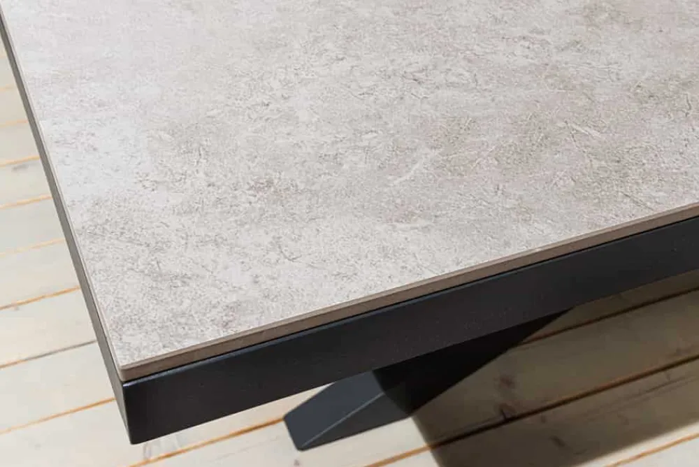 Riess-Ambiente Haus & Garten|Esstische > In- und Outdoor Esstisch GALAXIE 160cm hellgrau Keramik anthrazit Aluminium