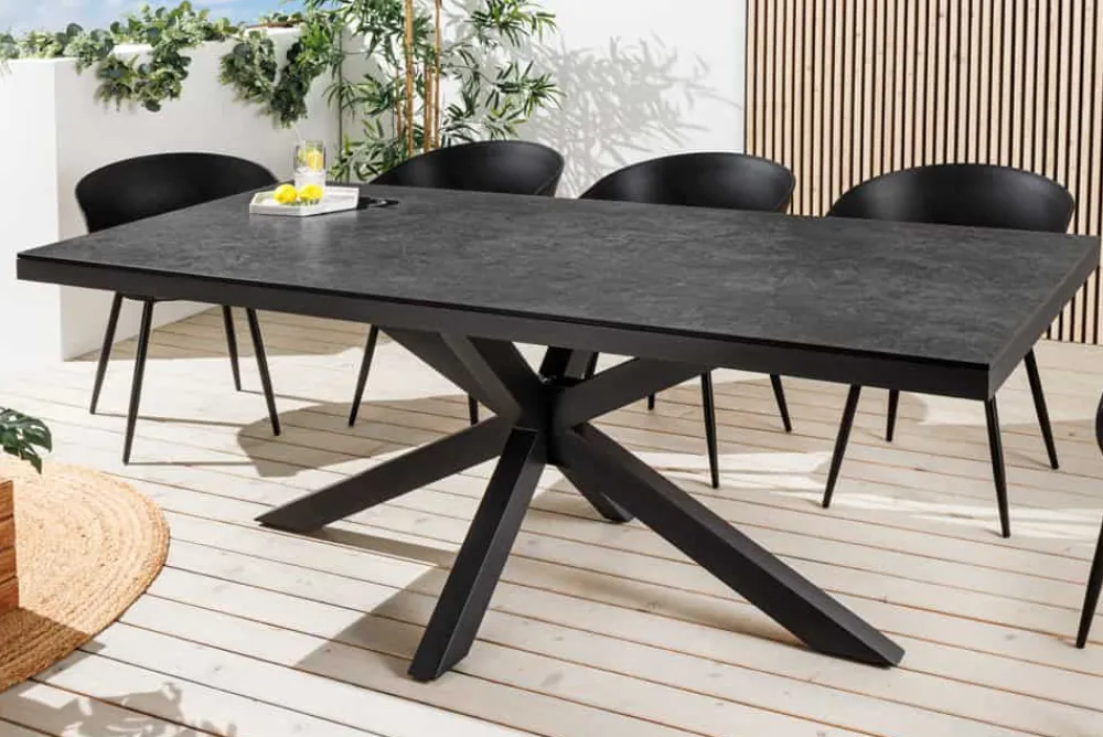 Riess-Ambiente Haus & Garten|Esstische > In- und Outdoor Esstisch GALAXIE 180cm anthrazit Keramik Aluminium Gartentisch
