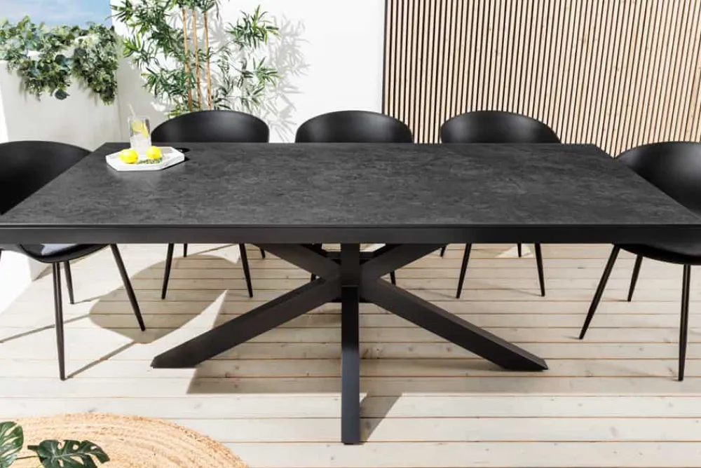 Riess-Ambiente Haus & Garten|Esstische > In- und Outdoor Esstisch GALAXIE 180cm anthrazit Keramik Aluminium Gartentisch