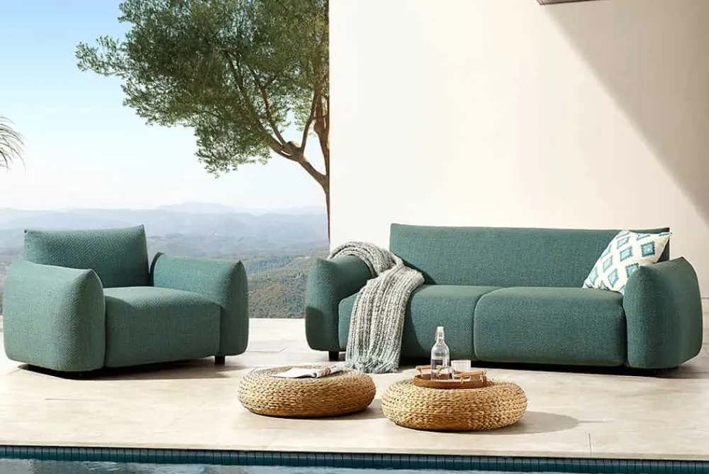 Riess-Ambiente Haus & Garten|Sitzgruppen > In- und Outdoor Gartensessel SEAHAWK türkis Aluminium Olefin 1-Sitzer Sofa wetterfest