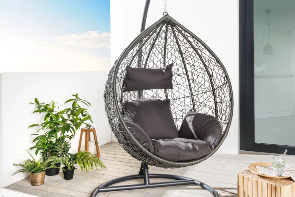 Riess-Ambiente Haus & Garten|Sessel > In- und Outdoor Hängesessel LOFT anthrazit grau Gartenstuhl inklusive Kissen wetterfest