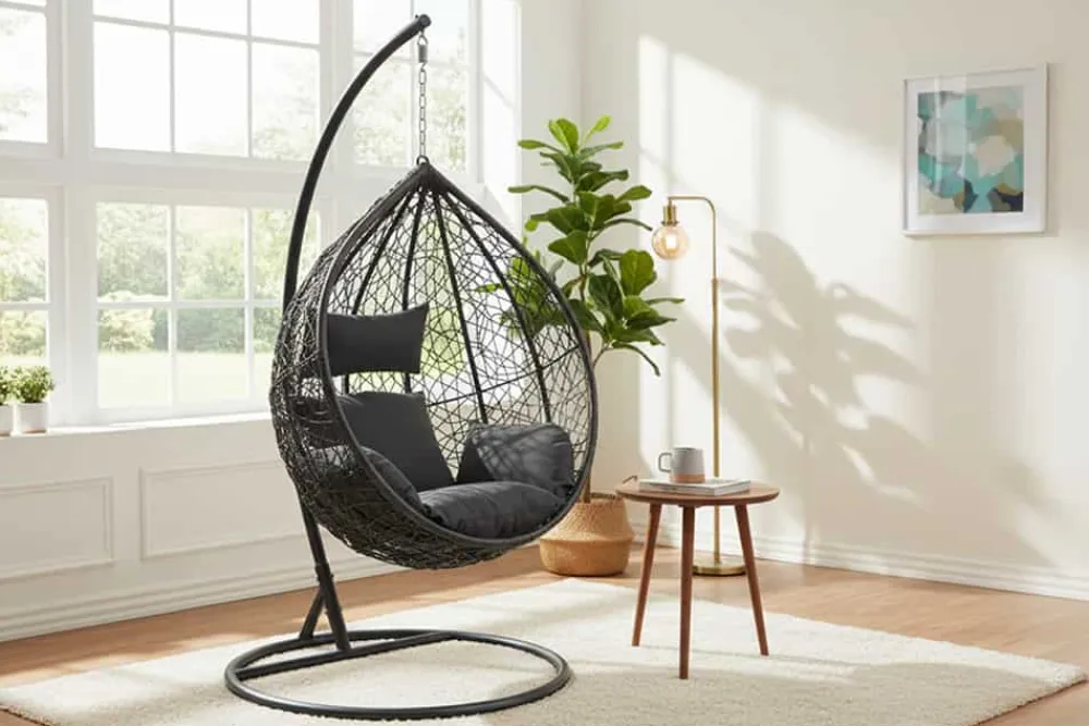 Riess-Ambiente Haus & Garten|Sessel > In- und Outdoor Hängesessel LOFT anthrazit grau Gartenstuhl inklusive Kissen wetterfest