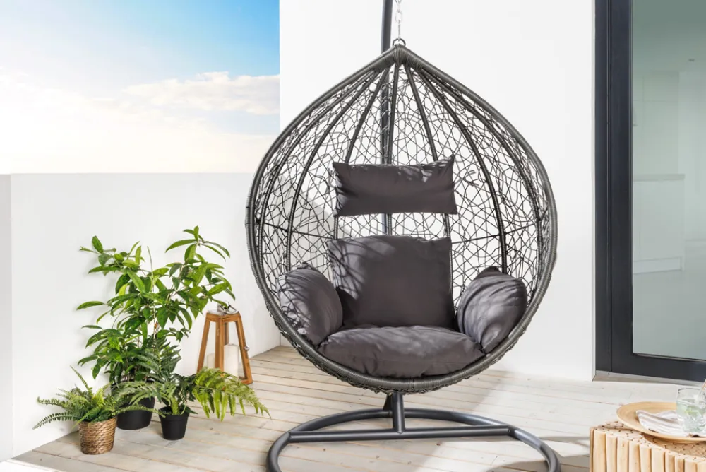 Riess-Ambiente Haus & Garten|Sessel > In- und Outdoor Hängesessel LOFT anthrazit grau Gartenstuhl inklusive Kissen wetterfest