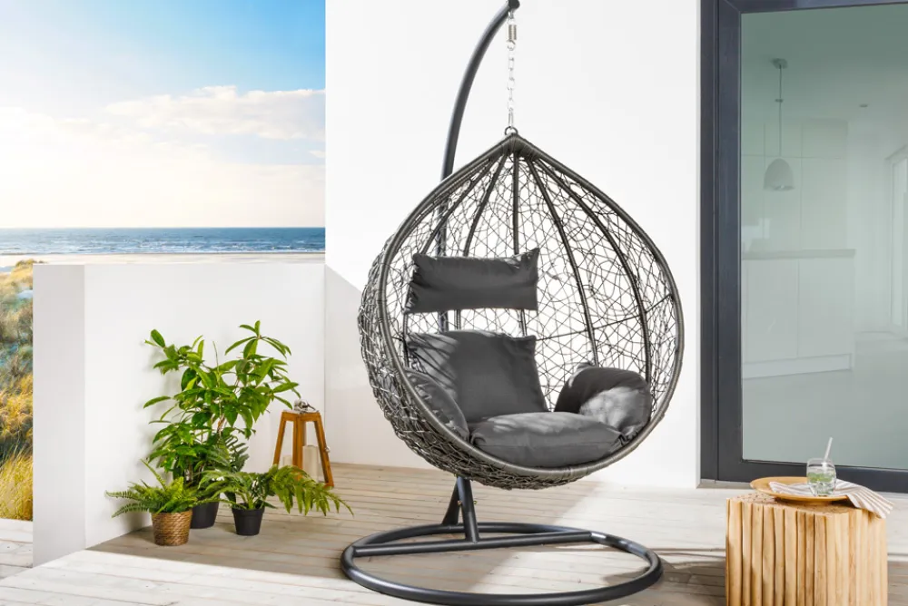 Riess-Ambiente Haus & Garten|Sessel > In- und Outdoor Hängesessel LOFT anthrazit grau Gartenstuhl inklusive Kissen wetterfest