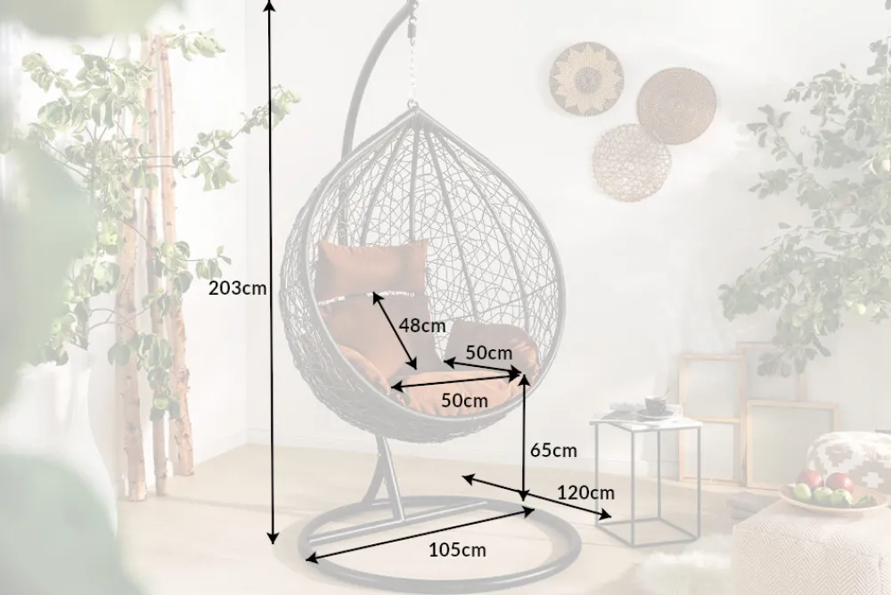 Riess-Ambiente Haus & Garten|Hängesessel > In- und Outdoor Hängesessel LOFT anthrazit Hängestuhl inkl. Kissen wetterfest