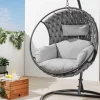 Riess-Ambiente Haus & Garten|Sessel > In- und Outdoor Hängesessel ROPE anthrazit grau mit Gestell wetterfest inkl. Kissen