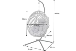 Riess-Ambiente Haus & Garten|Skandinavisch > In- und Outdoor Hängesessel VOGUE hellgrau Hängestuhl inkl. Kissen wetterfest
