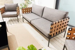 Riess-Ambiente Haus & Garten > In- und Outdoor Lounge-Sofa UNIQUE 185cm schwarz braun grau Aluminium 2-Sitzer inkl. Kissen