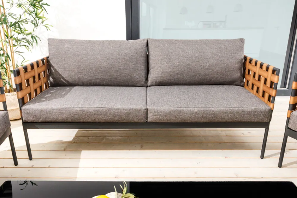 Riess-Ambiente Haus & Garten > In- und Outdoor Lounge-Sofa UNIQUE 185cm schwarz braun grau Aluminium 2-Sitzer inkl. Kissen