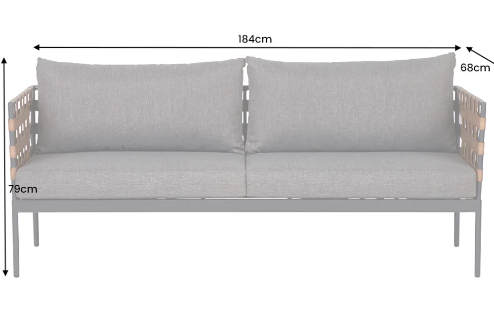 Riess-Ambiente Haus & Garten > In- und Outdoor Lounge-Sofa UNIQUE 185cm schwarz braun grau Aluminium 2-Sitzer inkl. Kissen