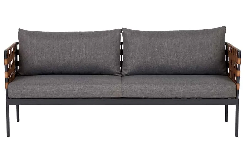 Riess-Ambiente Haus & Garten > In- und Outdoor Lounge-Sofa UNIQUE 185cm schwarz braun grau Aluminium 2-Sitzer inkl. Kissen