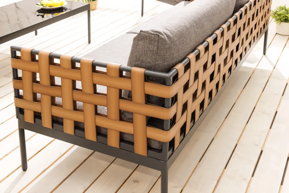 Riess-Ambiente Haus & Garten > In- und Outdoor Lounge-Sofa UNIQUE 185cm schwarz braun grau Aluminium 2-Sitzer inkl. Kissen