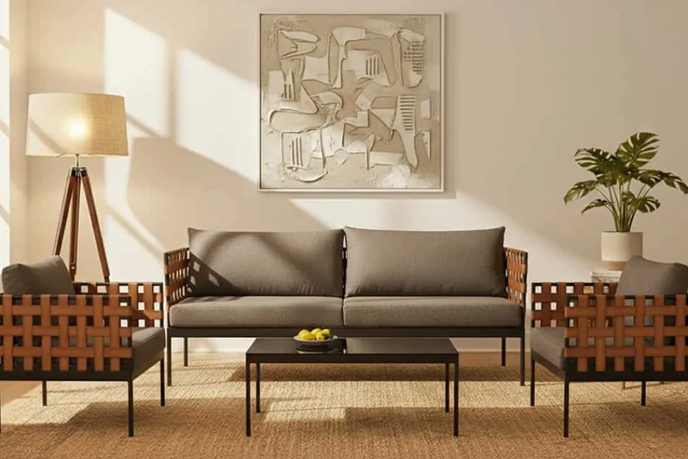 Riess-Ambiente Haus & Garten > In- und Outdoor Lounge-Sofa UNIQUE 185cm schwarz braun grau Aluminium 2-Sitzer inkl. Kissen