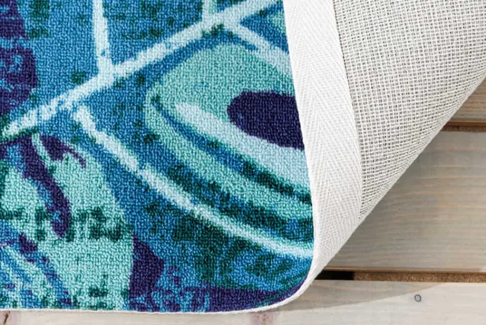 Riess-Ambiente Outdoor Teppiche|Teppiche > In- und Outdoor Teppich LEAF 240x160cm blau grün Blatt-Design wetterfest