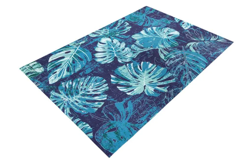 Riess-Ambiente Outdoor Teppiche|Teppiche > In- und Outdoor Teppich LEAF 240x160cm blau grün Blatt-Design wetterfest