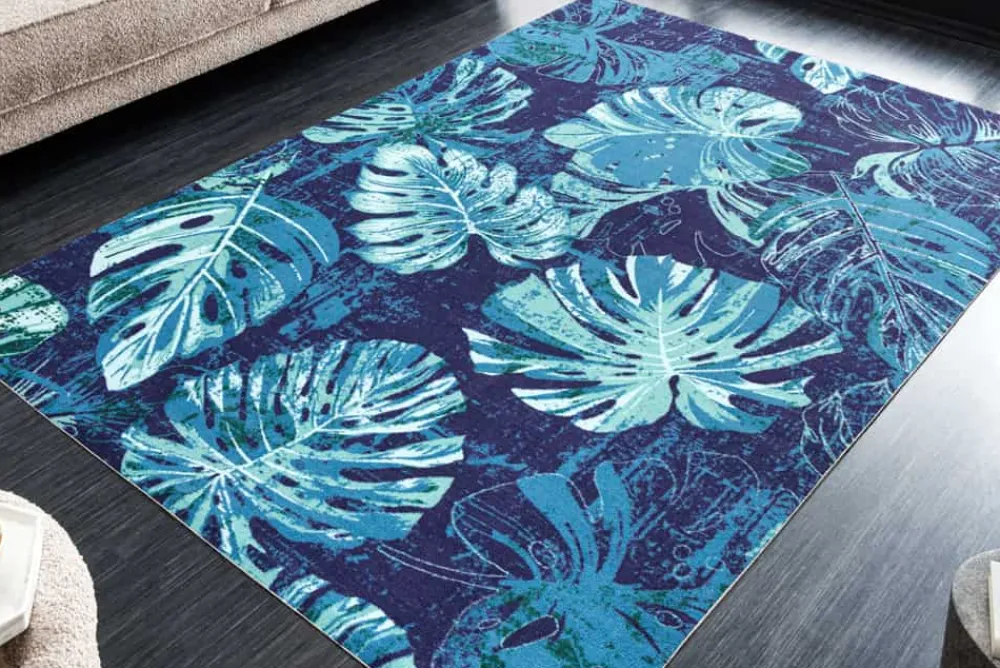Riess-Ambiente Outdoor Teppiche|Teppiche > In- und Outdoor Teppich LEAF 240x160cm blau grün Blatt-Design wetterfest