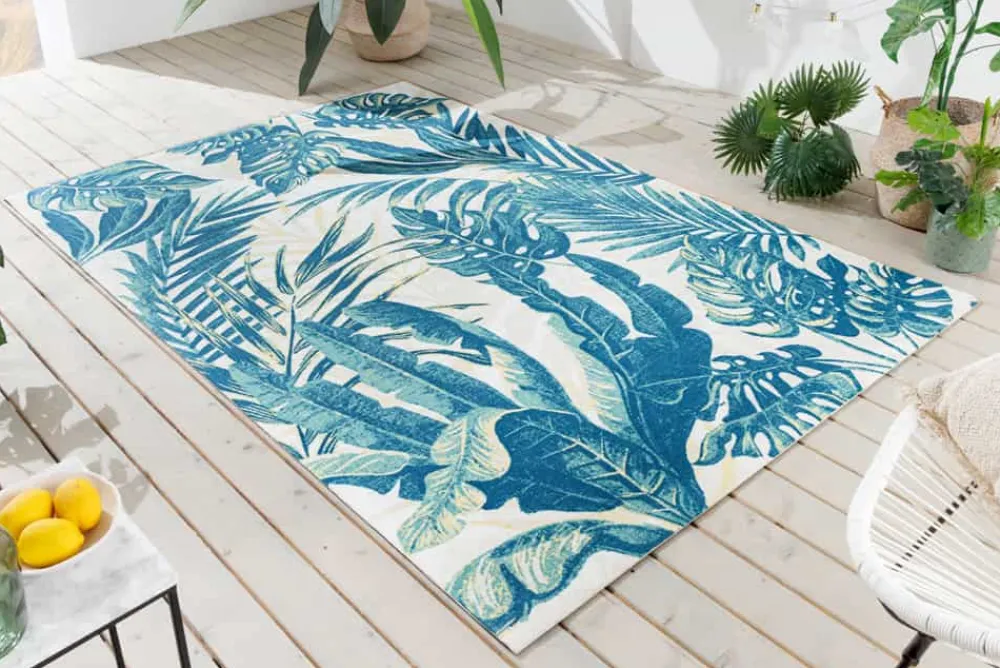 Riess-Ambiente Outdoor Teppiche|Teppiche > In- und Outdoor Teppich LEAF 240x160cm grün beige Blatt-Design wetterfest