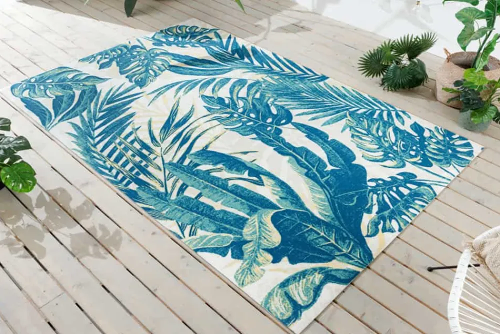 Riess-Ambiente Outdoor Teppiche|Teppiche > In- und Outdoor Teppich LEAF 240x160cm grün beige Blatt-Design wetterfest