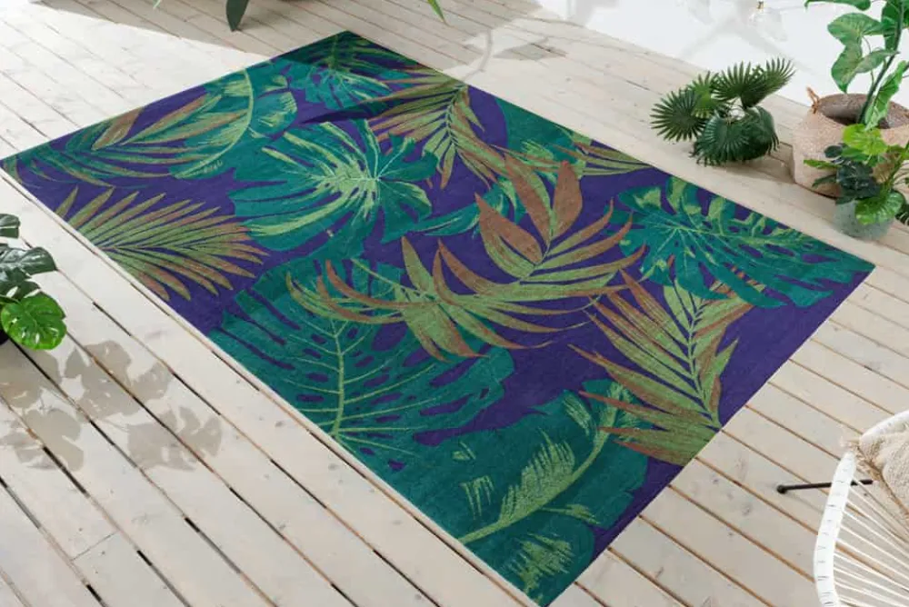 Riess-Ambiente Outdoor Teppiche|Teppiche > In- und Outdoor Teppich LEAF 240x160cm grün blau Blatt-Design wetterfest
