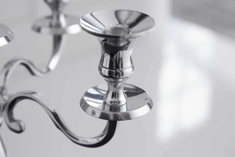 Riess-Ambiente Kerzenständer > Kerzenständer MODERN BAROCK 40cm silber 5-armig Lüster Aluminium poliert Kerzenhalter