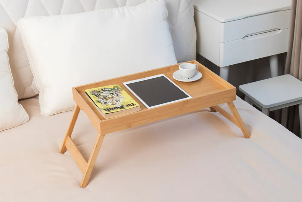 Riess-Ambiente Dekoration > Klappbares Tablett ZEN-BO 50cm natur Bambusholz Betttisch