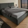 Riess-Ambiente Boxbetten|Polsterbetten > Komfortables Boxbett ROCCO 180x200cm dunkelgrau Cord mit Stauraum und Lattenrost