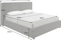 Riess-Ambiente Boxbetten|Polsterbetten > Komfortables Boxbett ROCCO 180x200cm dunkelgrau Cord mit Stauraum und Lattenrost