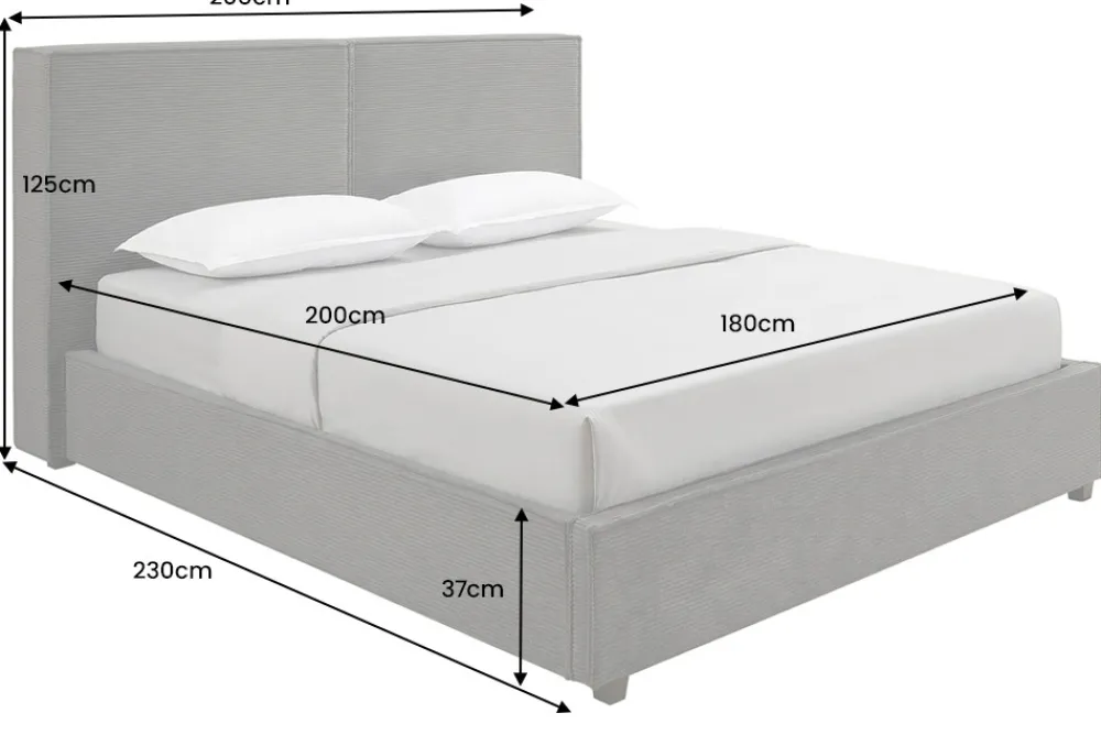 Riess-Ambiente Boxbetten|Polsterbetten > Komfortables Boxbett ROCCO 180x200cm dunkelgrau Cord mit Stauraum und Lattenrost
