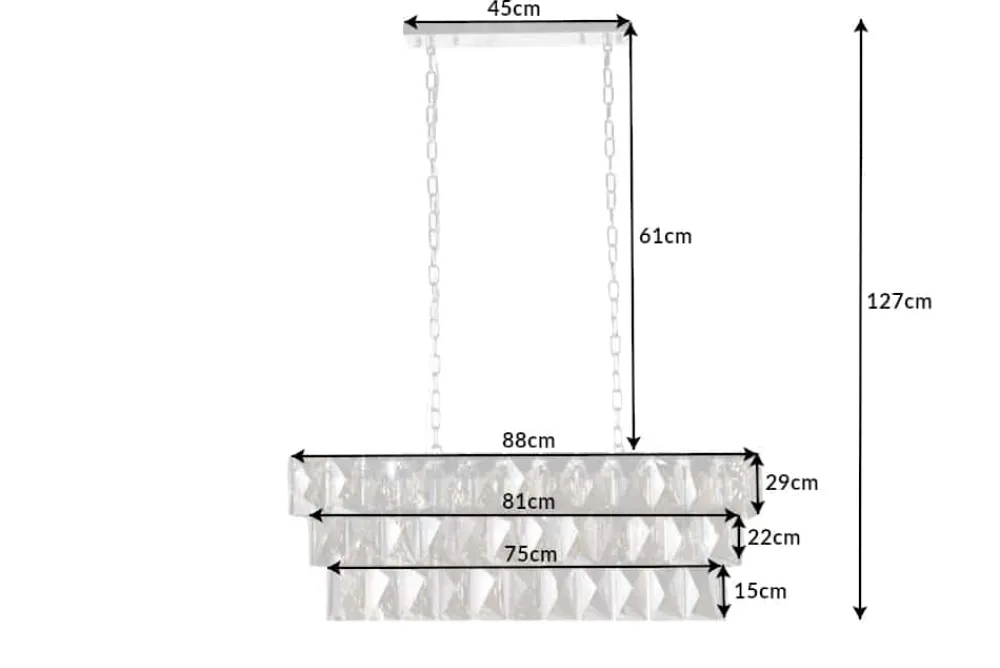 Riess-Ambiente Hängelampen > Luxus Hängelampe KRISTALL 90cm edelgrau Design Kronleuchter Glasprismen