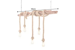 Riess-Ambiente Hängelampen|Mehr... > Maritime Hängeleuchte SEVEN SEAS 110cm Massivholz Seil Deckenlampe 5 Leuchten
