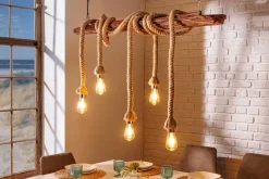 Riess-Ambiente Hängelampen|Mehr... > Maritime Hängeleuchte SEVEN SEAS 110cm Massivholz Seil Deckenlampe 5 Leuchten