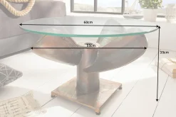 Riess-Ambiente Couchtische & Truhen > Maritimer Couchtisch OCEAN M 60cm kupfer geflammt rund Schiffsschraube Glasplatte