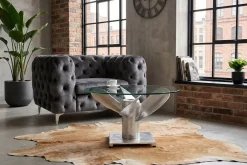Riess-Ambiente Couchtische & Truhen > Maritimer Couchtisch OCEAN M 60cm silber antik rund Schiffsschraube Glasplatte