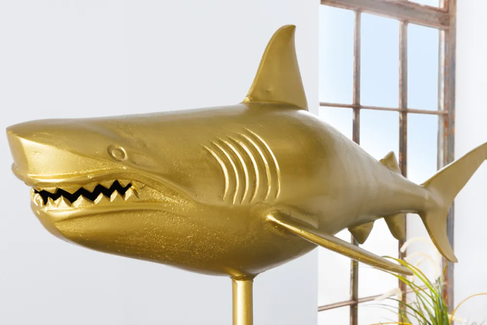 Riess-Ambiente Dekoration > Maritime Skulptur HAI 103cm gold handmade Metall Design Haifisch