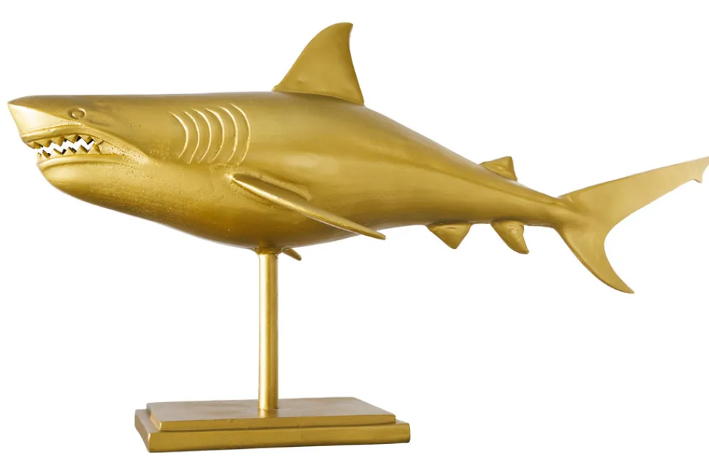 Riess-Ambiente Dekoration > Maritime Skulptur HAI 103cm gold handmade Metall Design Haifisch
