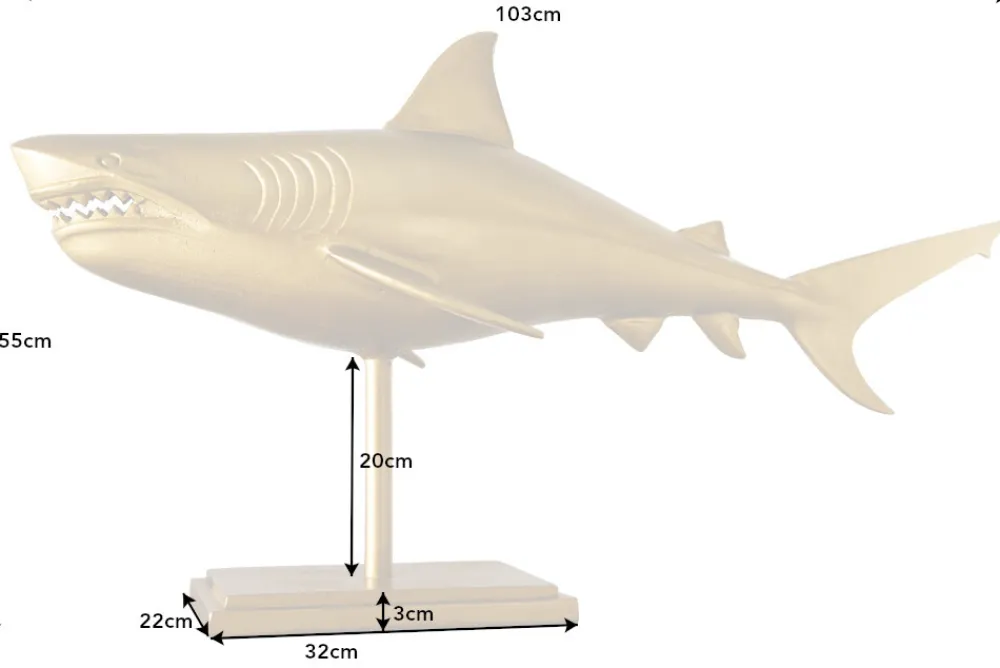 Riess-Ambiente Dekoration > Maritime Skulptur HAI 103cm gold handmade Metall Design Haifisch
