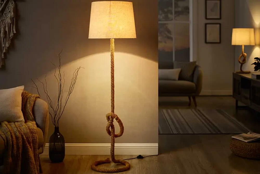 Riess-Ambiente Stehleuchten > Maritime Stehlampe SEVEN SEAS 158cm Seil-Stehleuchte Leinenschirm