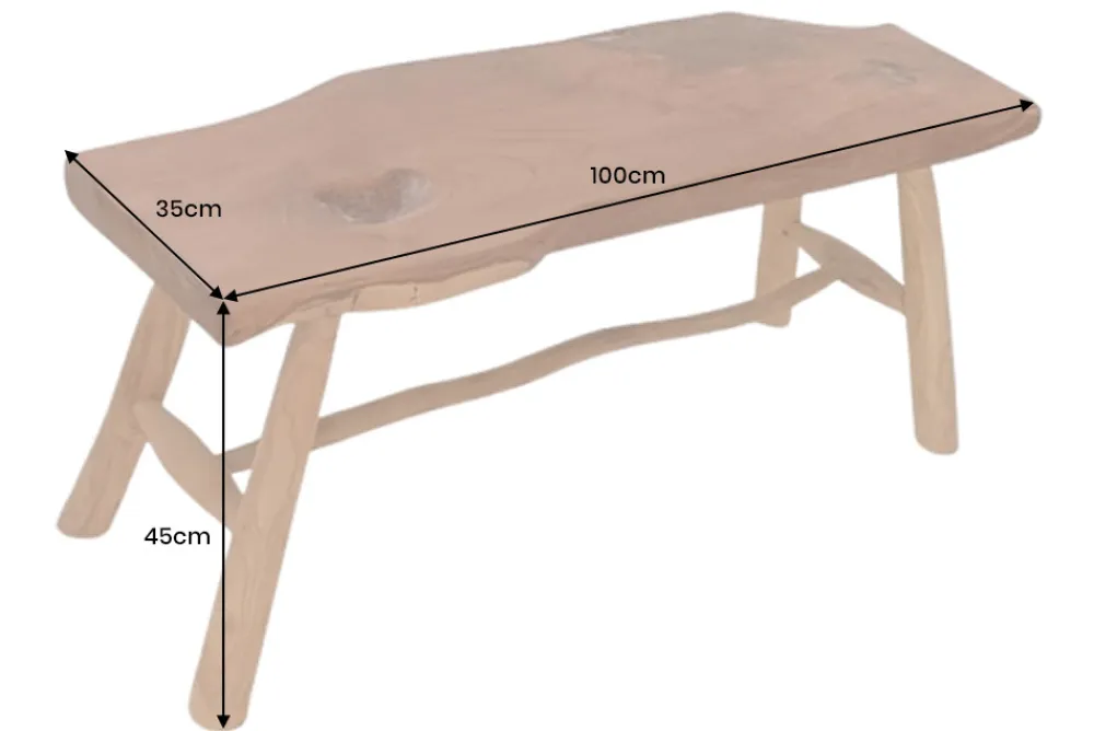 Riess-Ambiente Sitzbänke|Mehr... > Massive Bank ROOT 100cm braun natur Teakholz Baumstamm Holzstrebe
